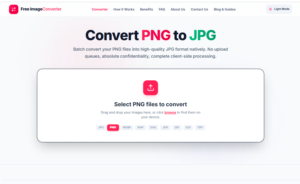 Free ImageConverter PNG to JPG homepage
