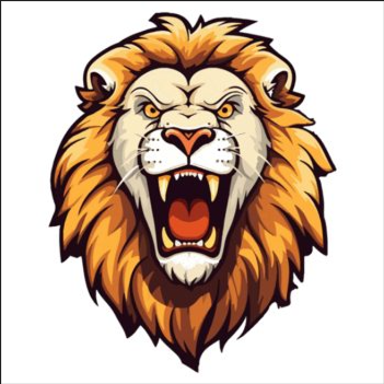 The same lion logo after converting to JPG, showing the transparent background replaced with solid white